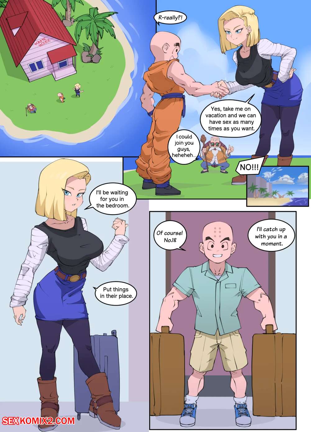 Porn comics Android 18 x Krillin. Dragon Ball. Libixus.