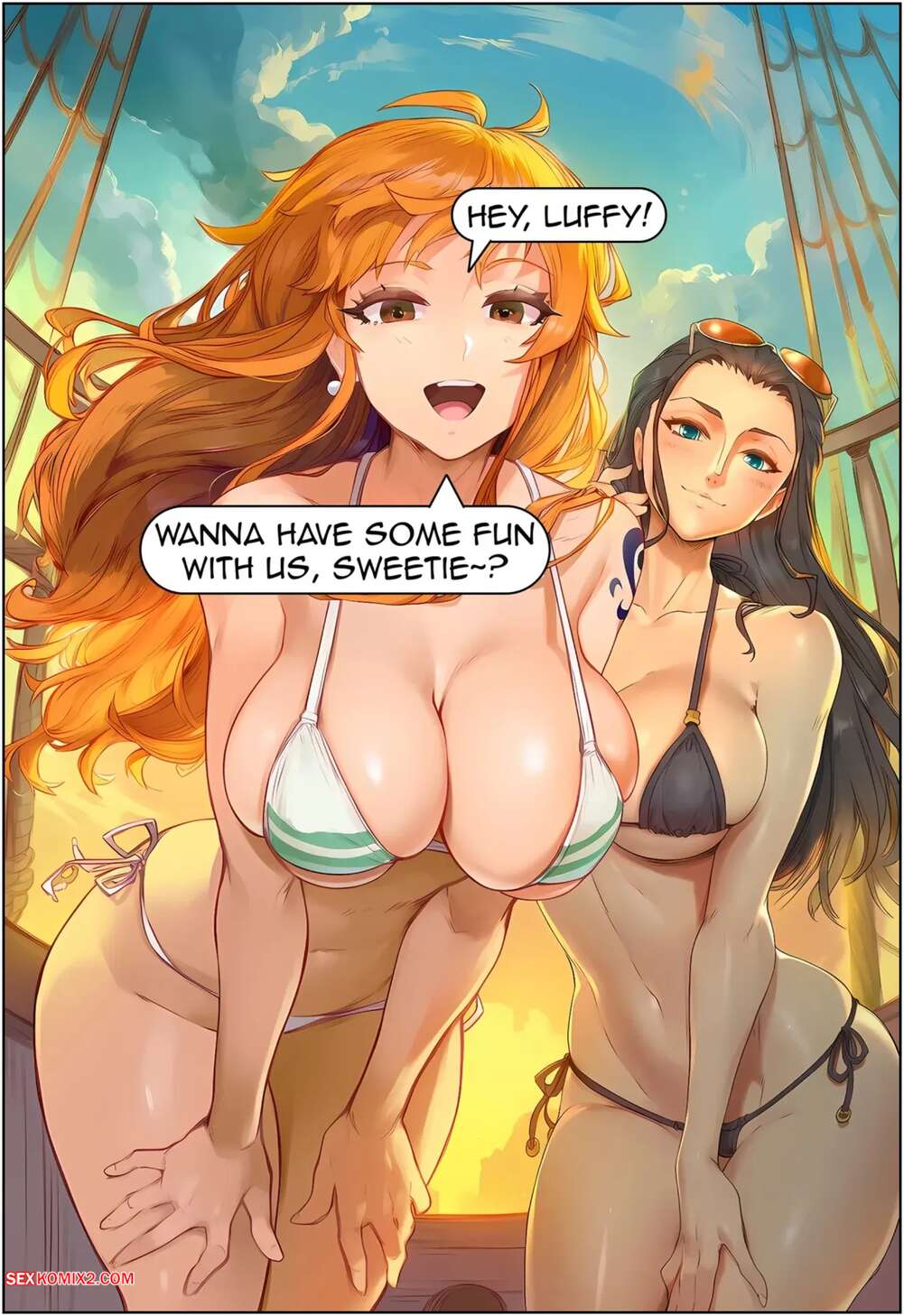 Porn comics Boa Hancock, Monkey D. Luffy, Nami And Nico Robin. AKSN