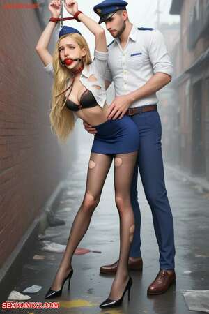 Porn comics Bondage Stewardess Blonde Hat. AI Generated