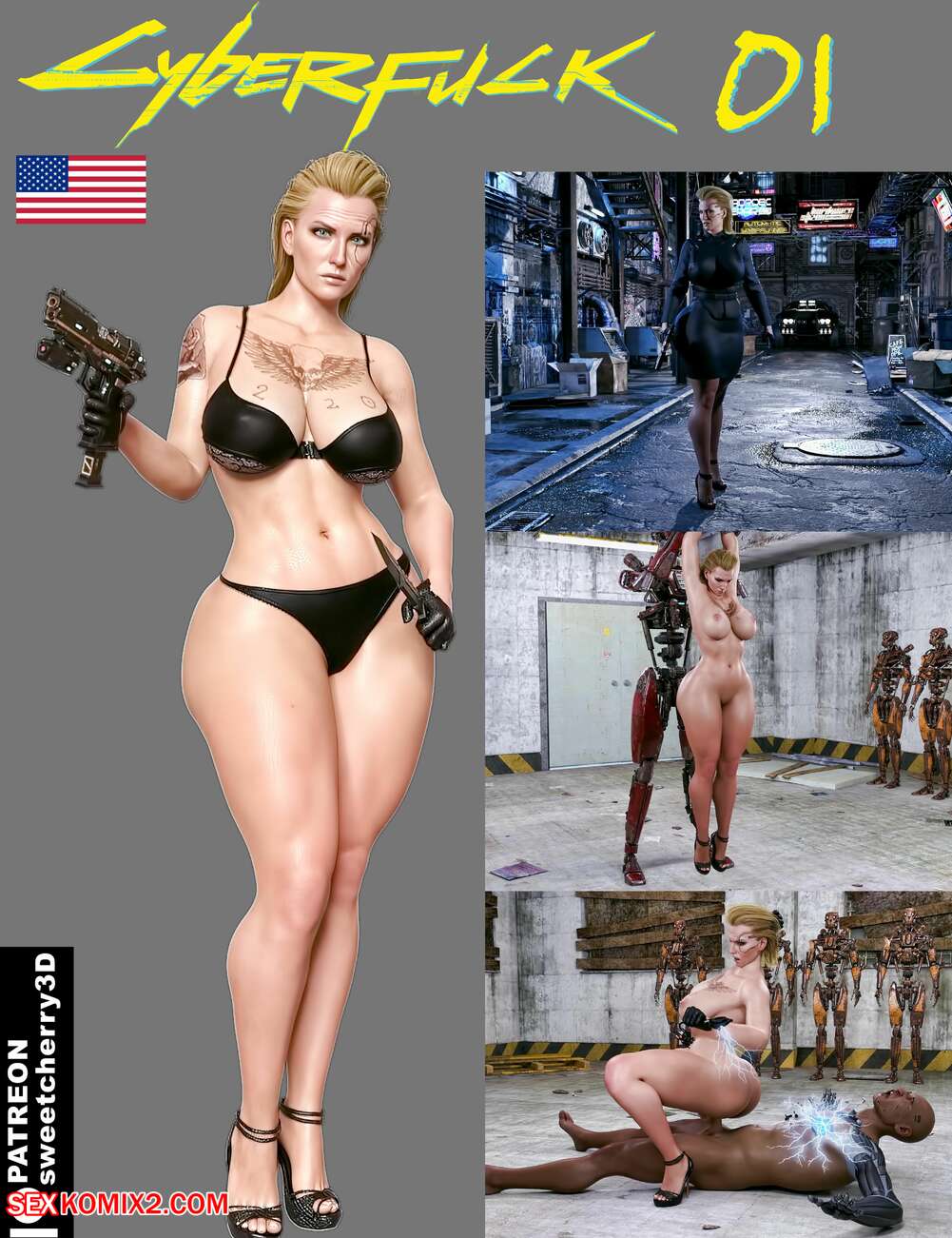 Porn comics CyberFuck. Chapter 1. Cyberpunk 2077. MegaParodies.
