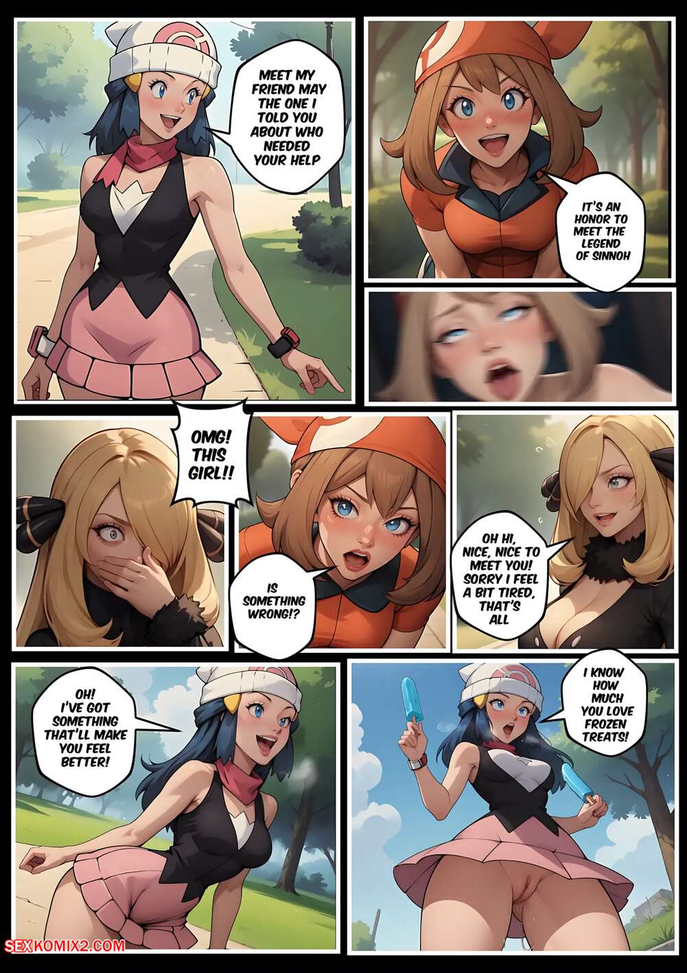 Porn comics Cynthia and Dawn Hypnotraining. Pokemon. Electrickink