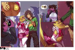 Porn comics Deltarune. Alphys x Kris x Susie. OkuMakimura