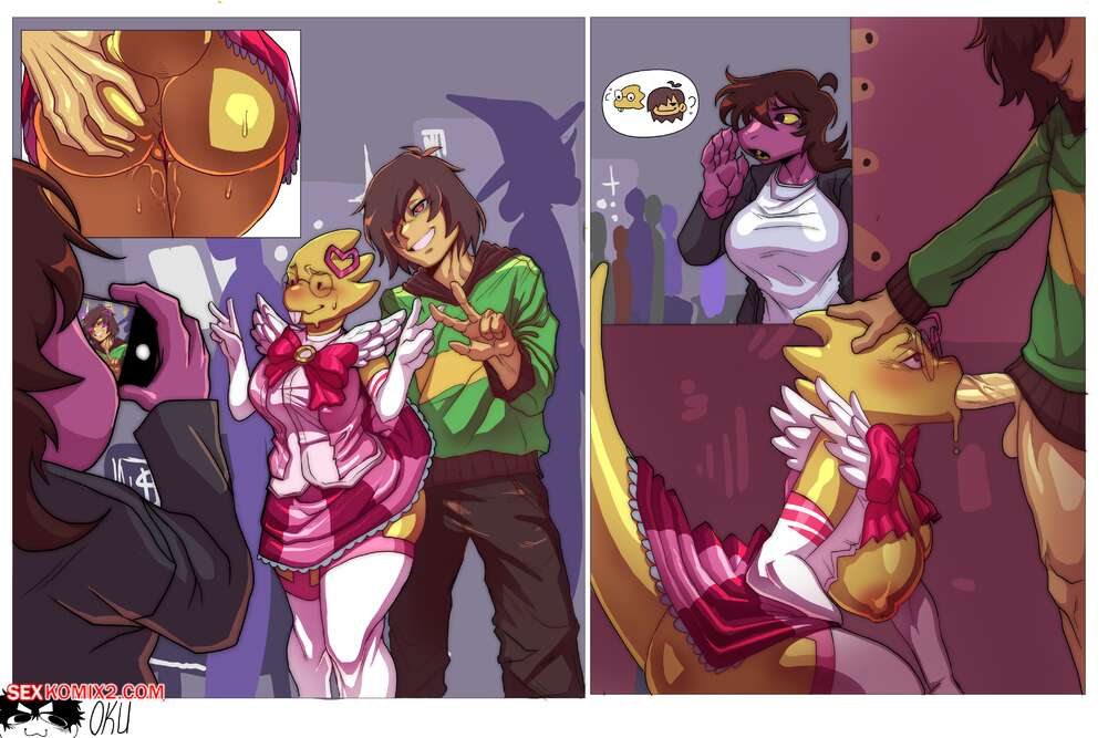 Porn comics Deltarune. Alphys x Kris x Susie. OkuMakimura