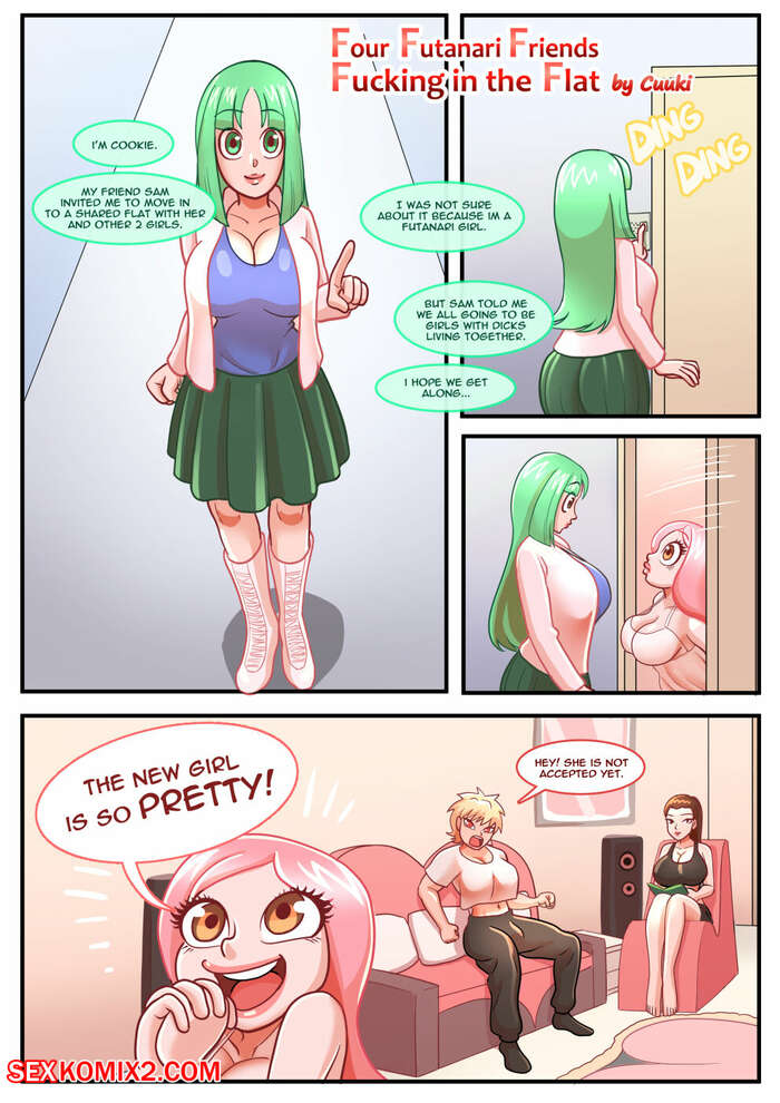 Porn comics Four Futanari Friends Fucking in the Flat. Cuuki