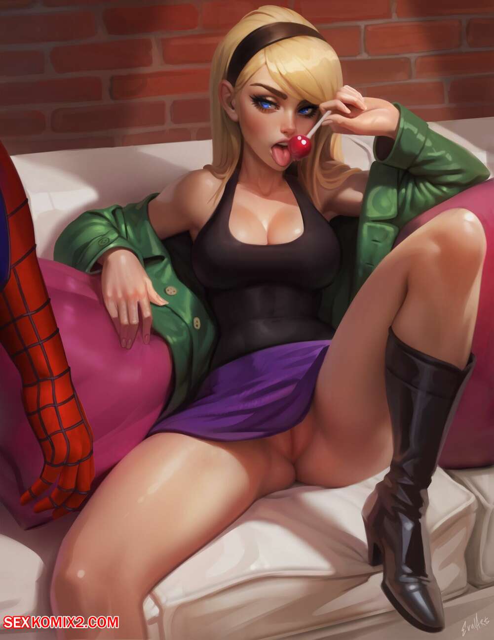 Porn comics Gwen welcomes Peter home. Spider Man. Evulchibi