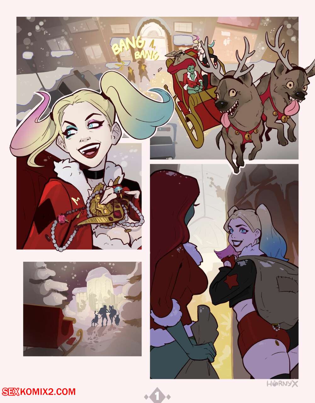 Porn comics Harley and Ivys Christmas Kiss. Hornyx