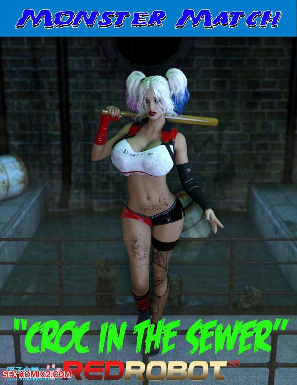 Porn comics Monster Match Croc in the Sewer. RedRobot3D.