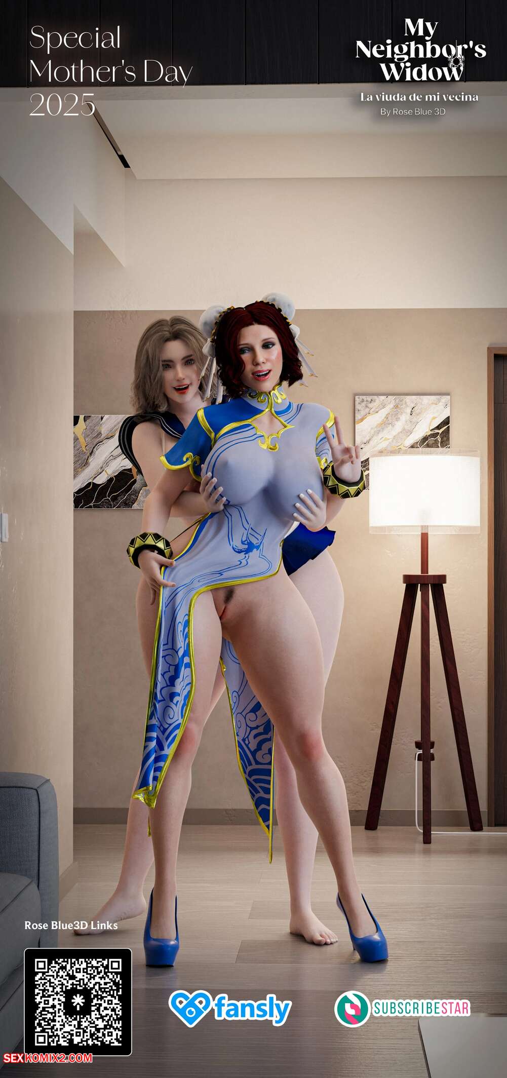Porn comics My Neighbors Widow. Mothers Day Special. Rose Blue 3D.