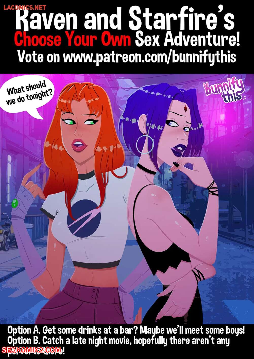Porn comics Raven and Starfires Night Out CYOA. Bunnify This